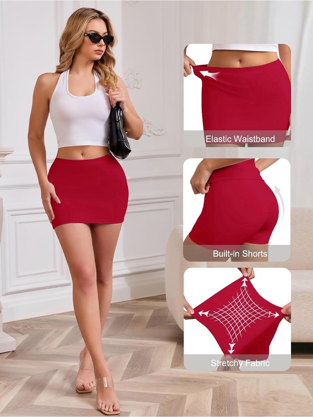 Red tube skirt with shorts underneath size medium